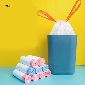 YAQI Large hand-held household garbage bag flat mouth thickened black tank top type kitchen and bathroom dormitory disposable plastic affordable pack