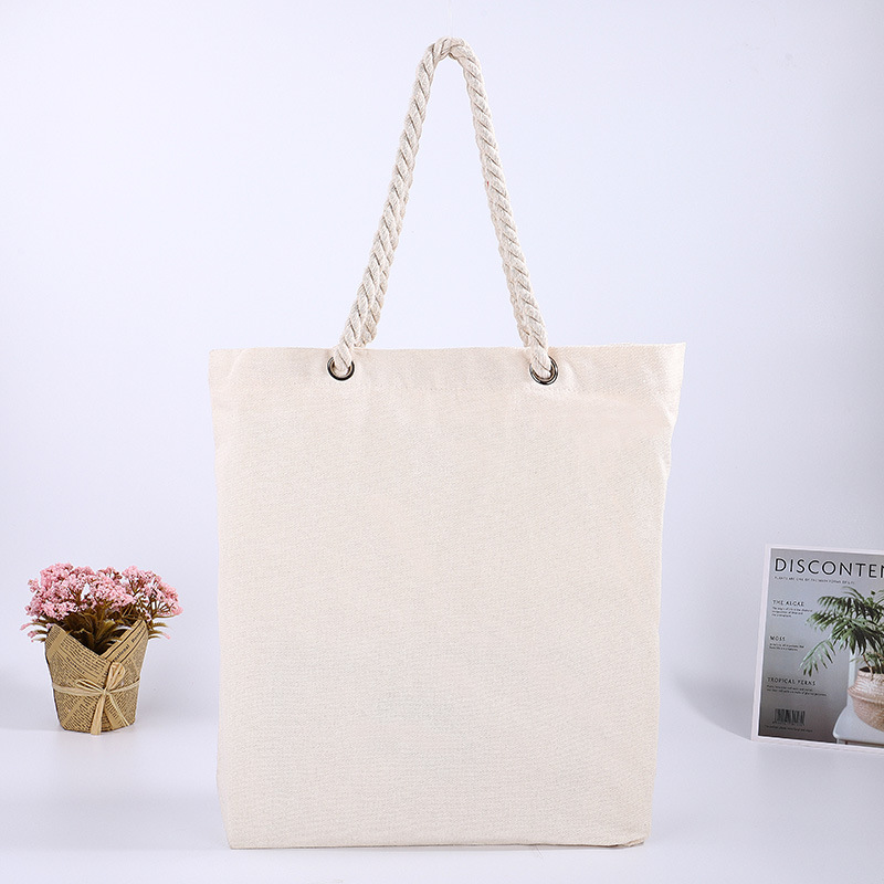 SHIWEN Blank large capacity fashion canvas twine handbag simple one-shoulder mass portable shopping bag canvas bag